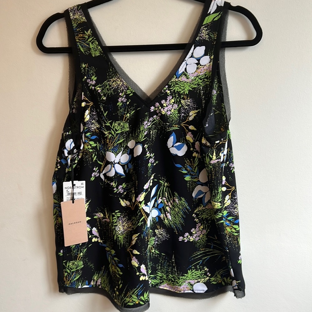 NWT, Halogen Black Floral Tank, M